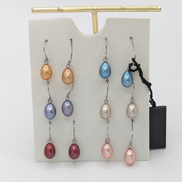 Honora Jewelry - Honora Baroque Cultured Pearl Sterling Silver Dangle Earrings Set Of 6
